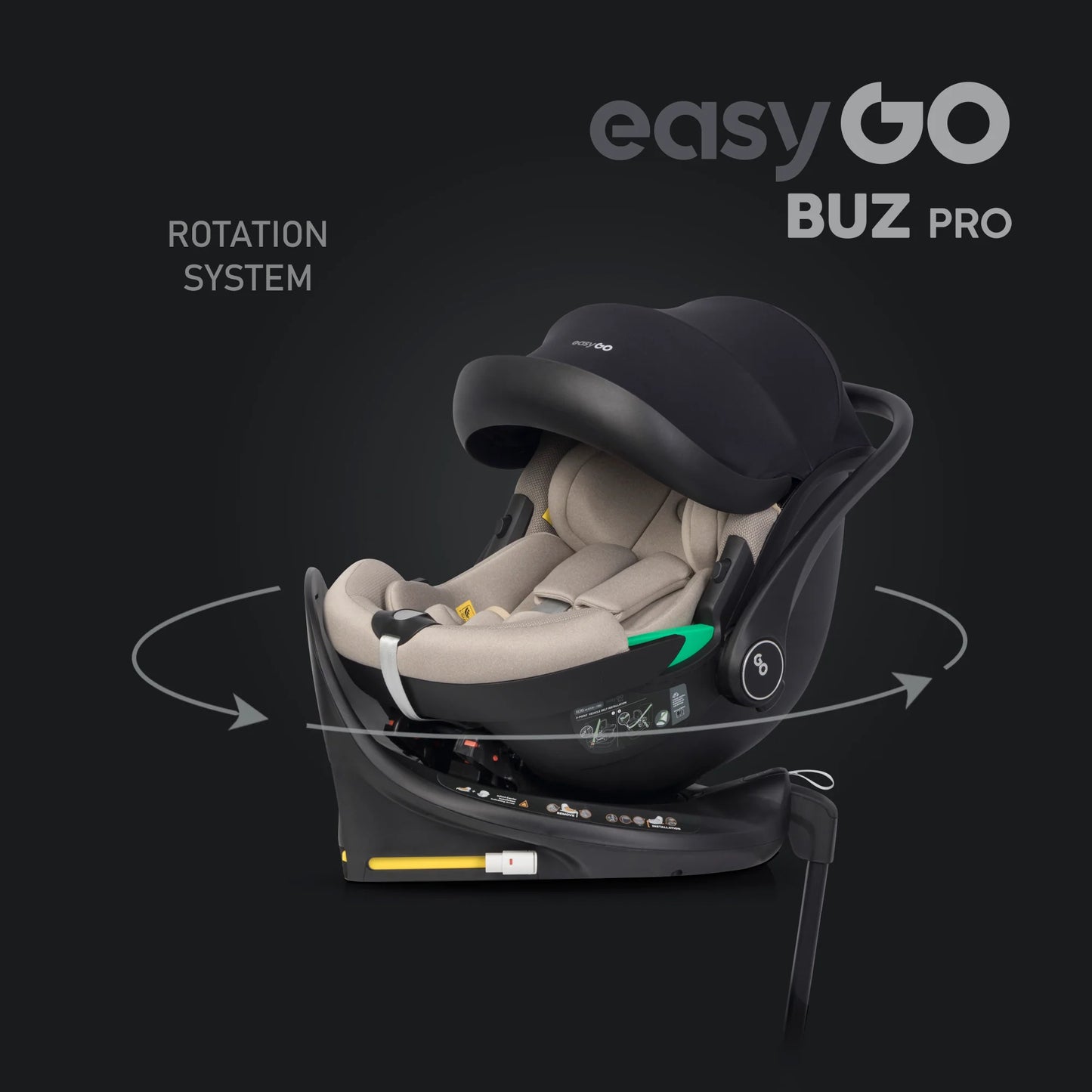 EasyGo Buz Pro i-Size autós hordozó forgatható ISOFIX bázistalppal – Taupe