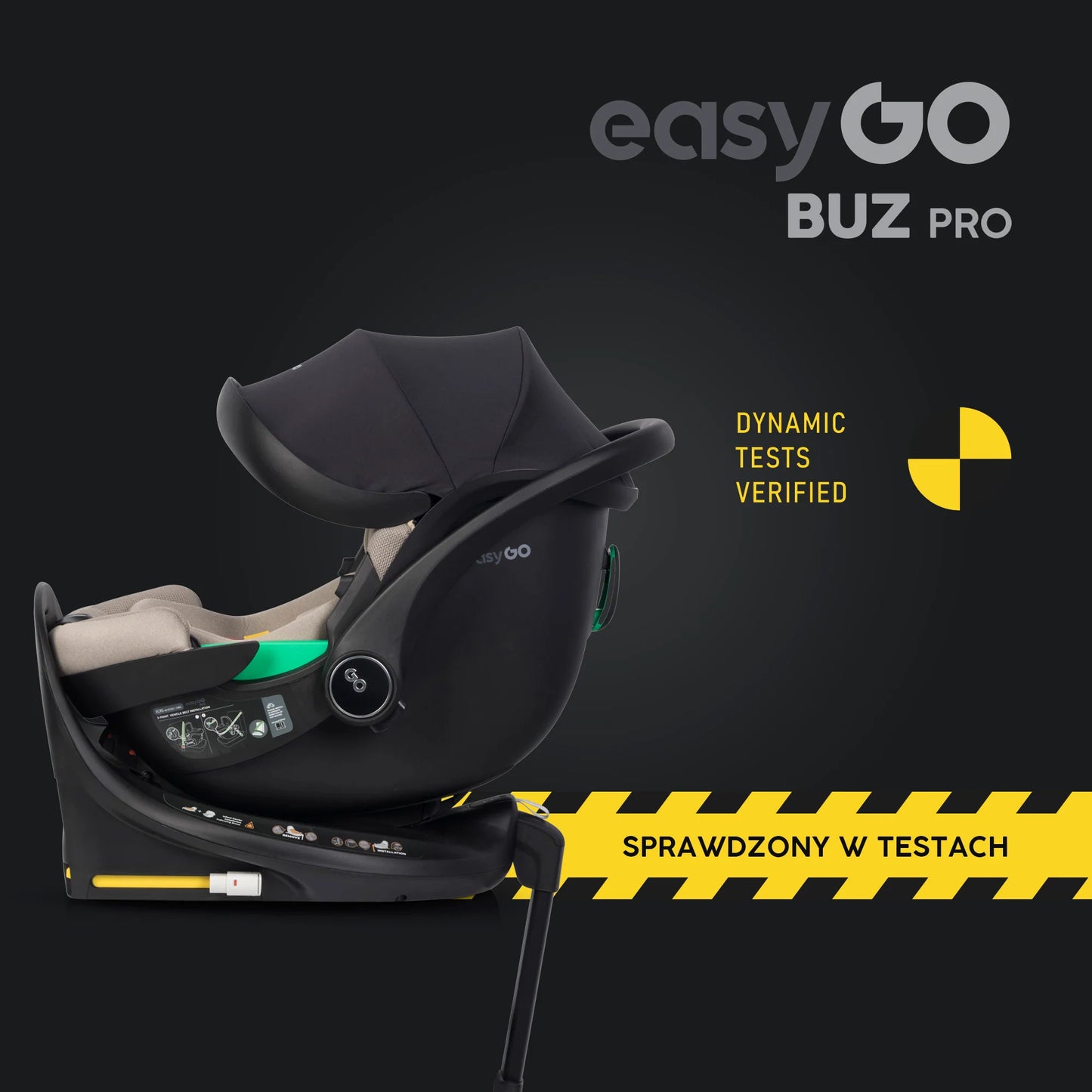 EasyGo Buz Pro i-Size autós hordozó forgatható ISOFIX bázistalppal – Taupe