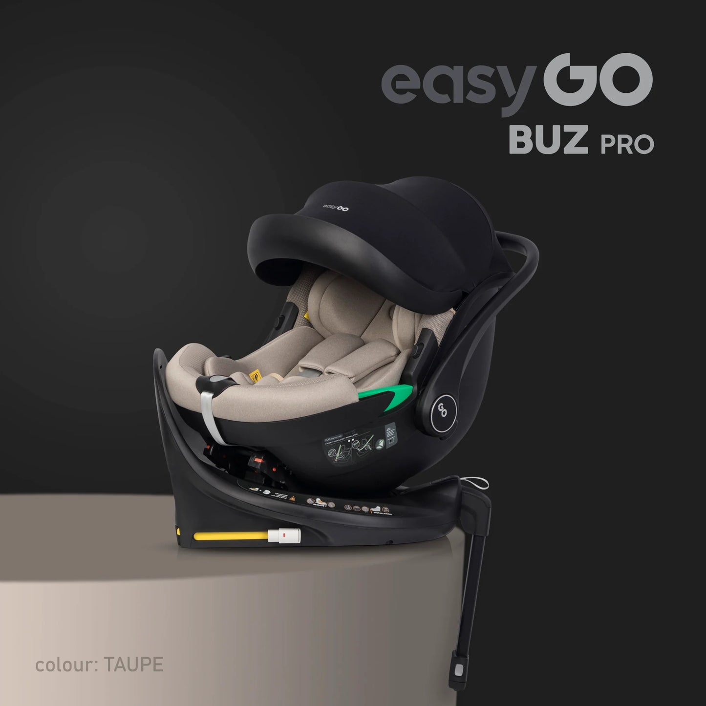 EasyGo Buz Pro i-Size autós hordozó forgatható ISOFIX bázistalppal – Taupe