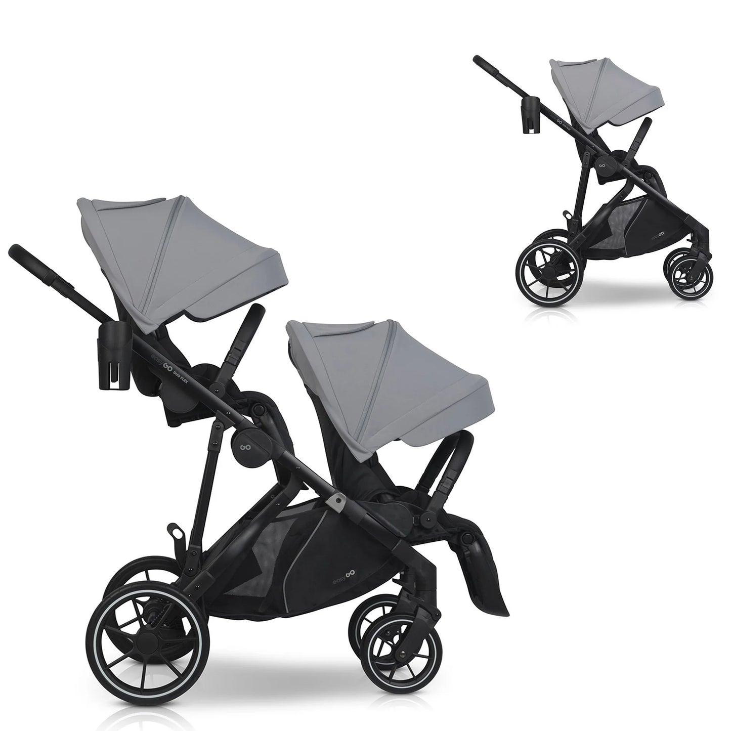 EasyGo Duoflex iker és testvér sport babakocsi 2 üléssel – Cloudy Gray