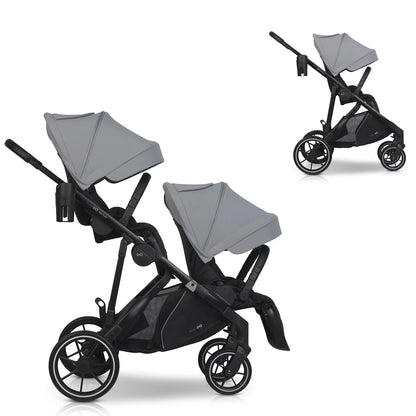 EasyGo Duoflex iker és testvér sport babakocsi 2 üléssel – Cloudy Gray