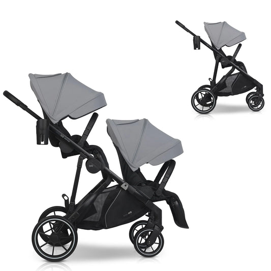 EasyGo Duoflex iker és testvér sport babakocsi 2 üléssel – Cloudy Gray