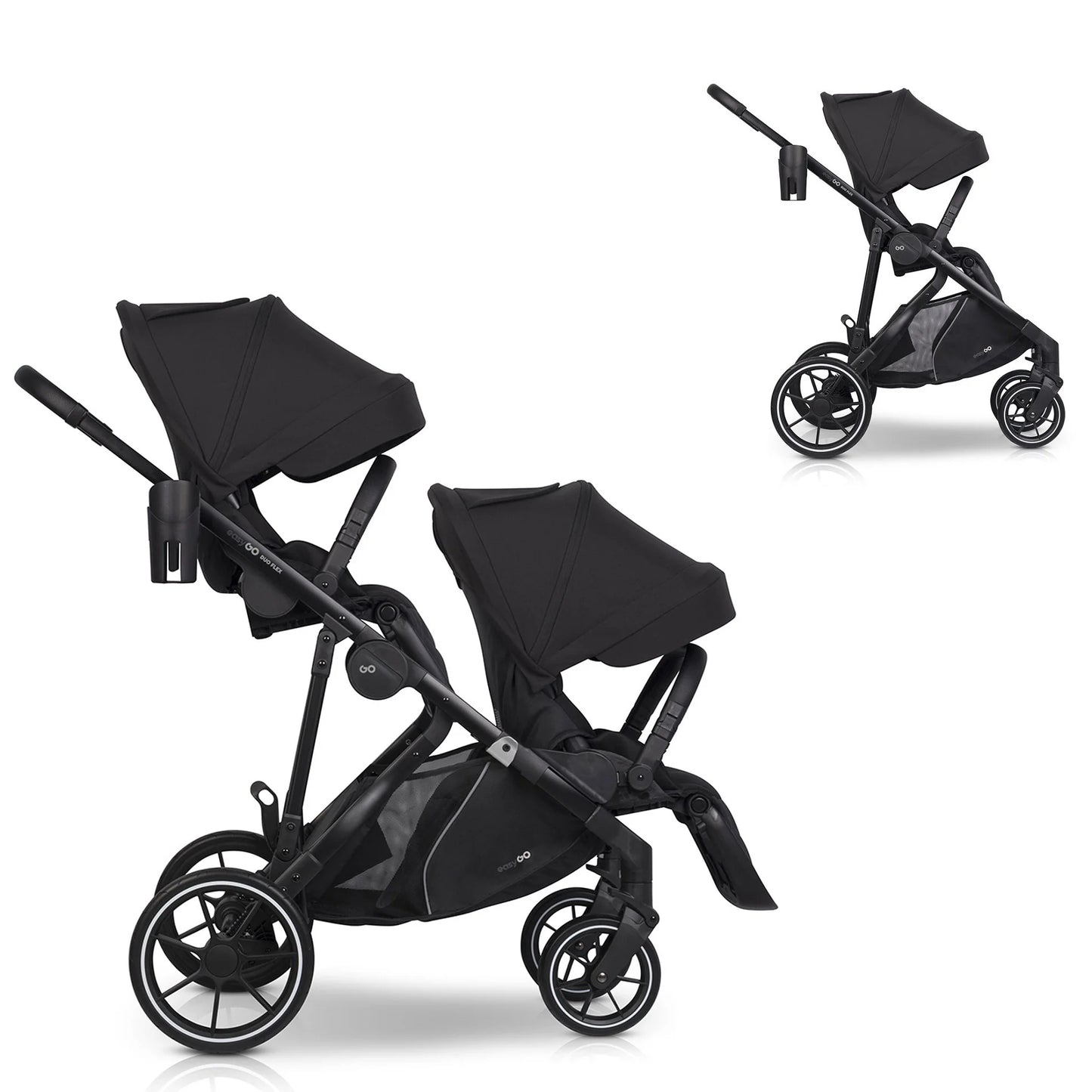 EasyGo Duoflex iker és testvér sport babakocsi 2 üléssel – Ebony Black