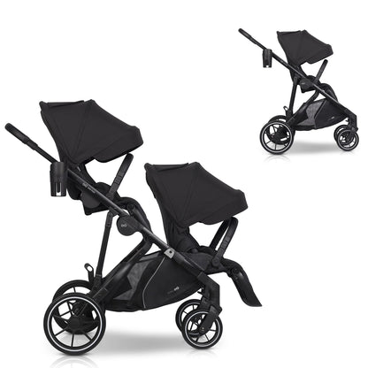 EasyGo Duoflex iker és testvér sport babakocsi 2 üléssel – Ebony Black