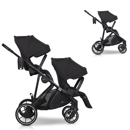 EasyGo Duoflex iker és testvér sport babakocsi 2 üléssel – Ebony Black
