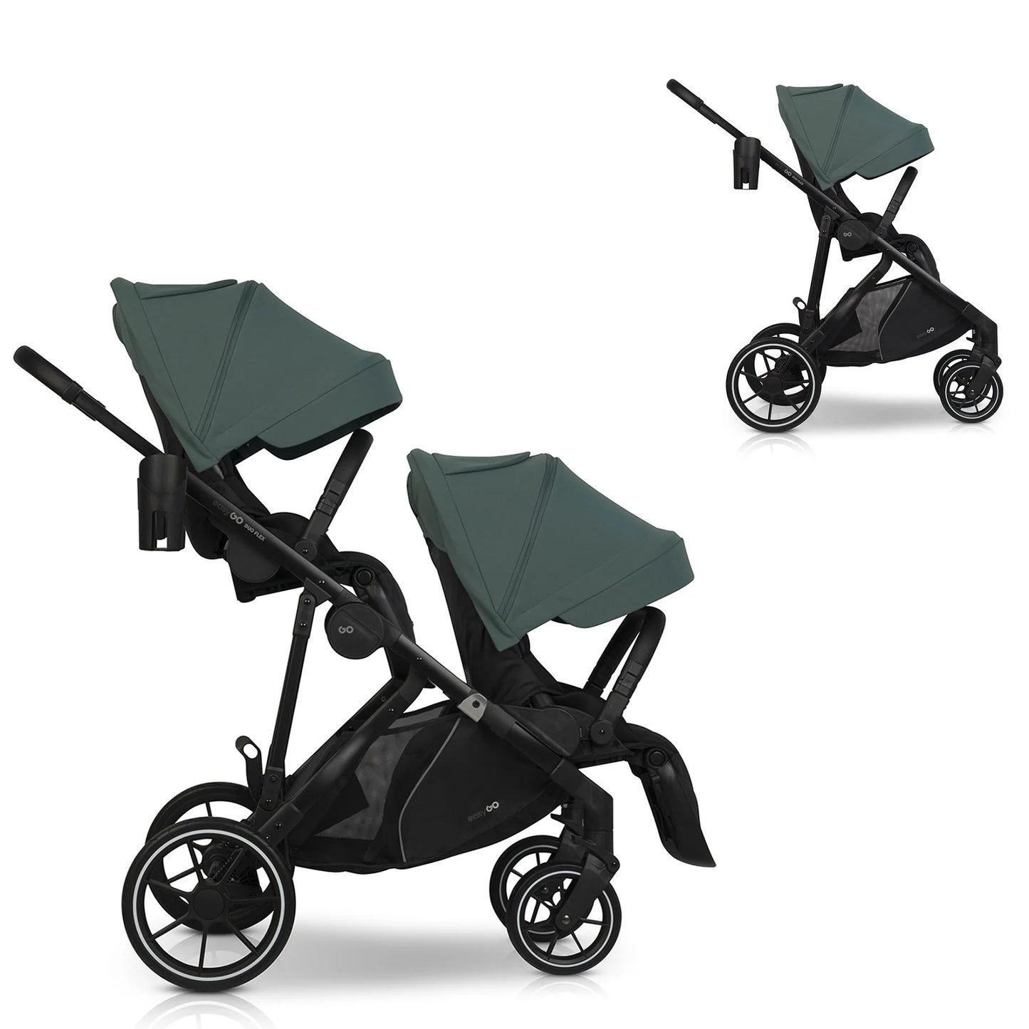 EasyGo Duoflex iker és testvér sport babakocsi 2 üléssel – Sage Green