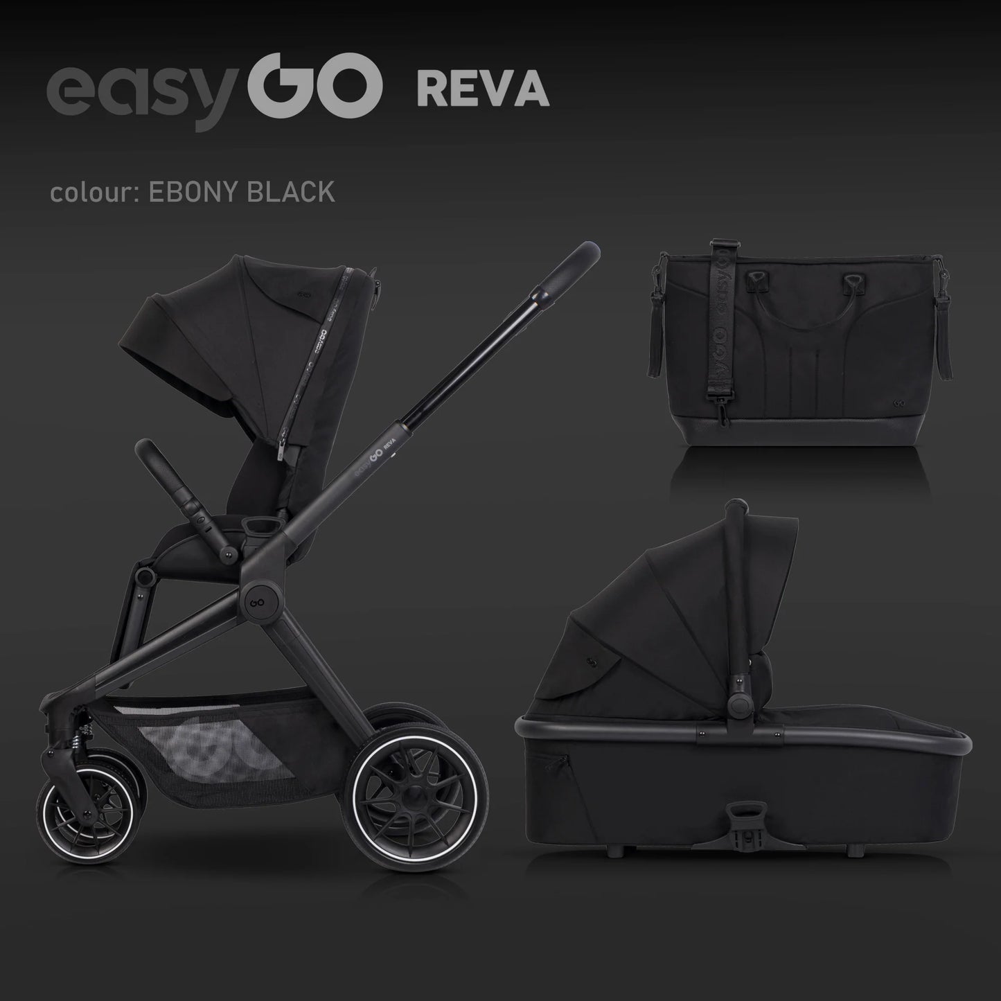 EasyGo REVA 2in1 babakocsi – Ebony Black