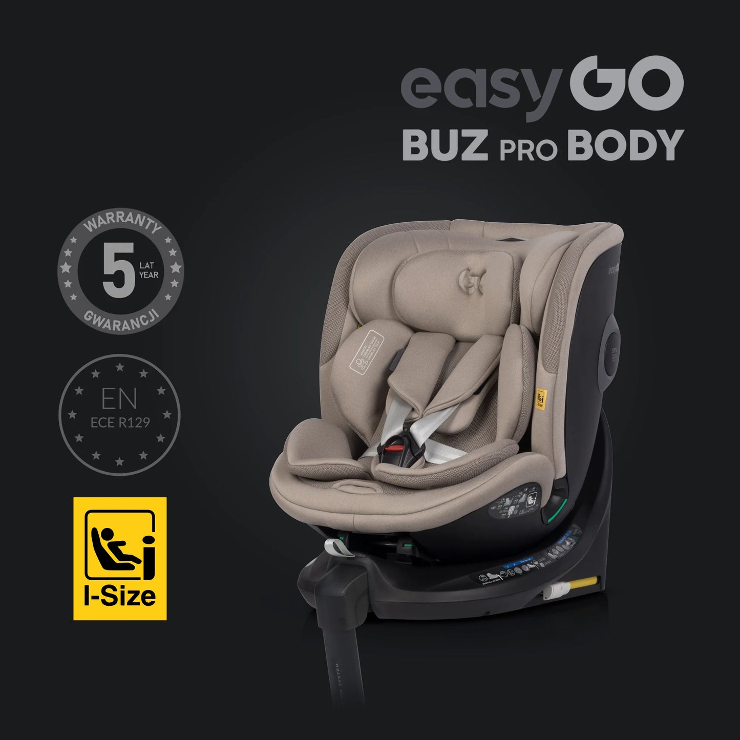 EasyGo Buz Pro + Buz Pro Body 2in1 autósülés szett ISOFIX bázissal – Taupe